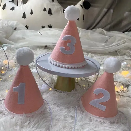 Birthday Hat Baby Felt Party Prop Chun Yue Pink 3 weeks 0-10 weeks can take
