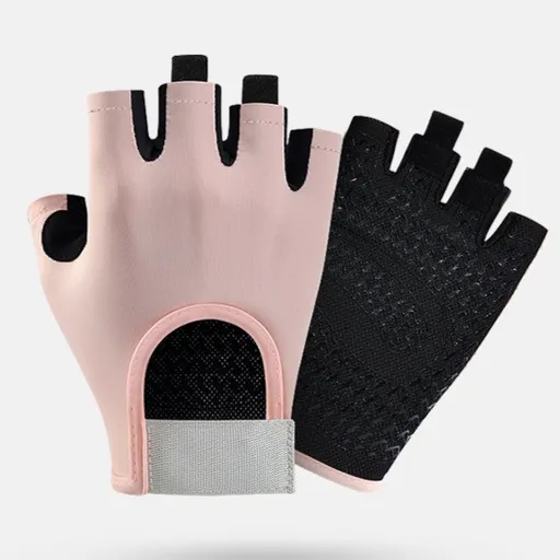 Pink - Size M - Women's Half-Finger Fitness Gloves, Silicone Anti-Slip Breathable Gloves for Yoga, Cycling, and Sports