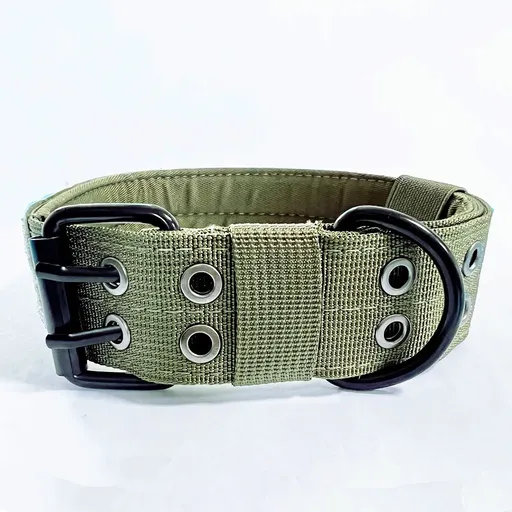 Nylon Dog Collar Training Buckle 3.8cm Buckle Military Green L code (42-54cm)