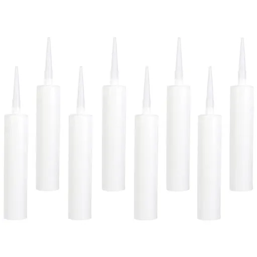 White Plastic Caulk Tubes 8Pcs Reusable Sealant for Kitchen Bathroom