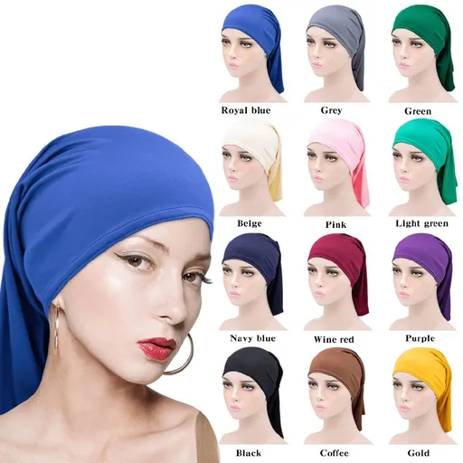 Under Scarf Hijab Cap for Turban Head Wraps Scarf Solid Color Hijab Tube Unisex Stretch Dreadlocks Tube