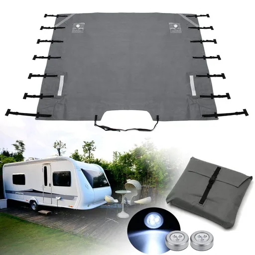 RV Towing Cover,Caravan Covers Protector Waterproof for Motorhome Nylon 86.6 x 68.10 Inch Grey Caravan Front Towing Cover
