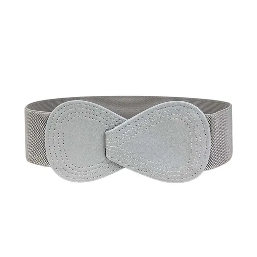 Fashion Belt Red Elastic Waist Cover Wide Belt Women Black Elastic Bow Decoration - Grey