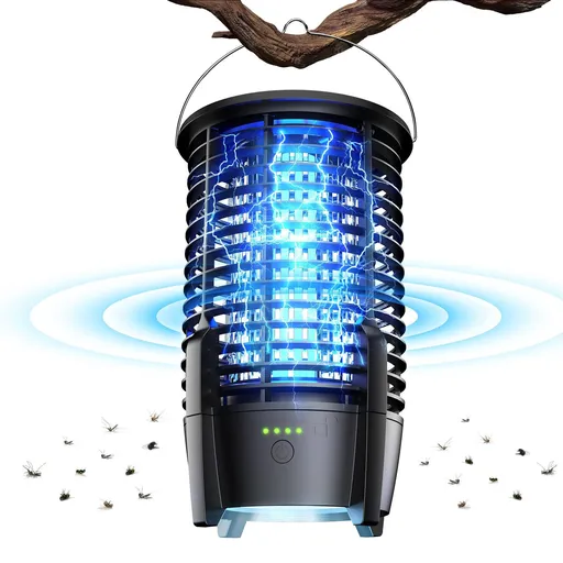 Bug Zapper Outdoor with LED Light, Electric Mosquito Fly Zapper Coldless for Patio, Camping, Backyard, Battery Powered Type-C