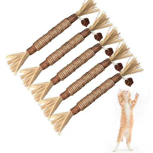 Cat Chew Sticks Natural Dental Care 5 Piece Cat Toys for Kittens and Adult Cats