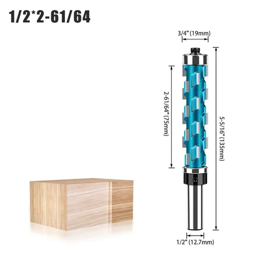 Double Bearing Spiral Flush Trim Router Bit 1/2" Shank - Solid Carbide Blade with Teflon Coating, 19mm Diameter for CNC/Edge Banding/Hardwood - Blue - Size 1/2" Shank-D19-L85
