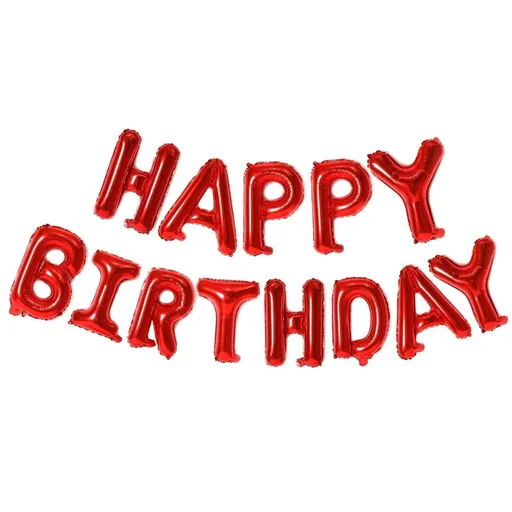 40Cm 3D Happy Birthday Letters Balloons Inflating Foil Banner Bunting Celebrate - Red
