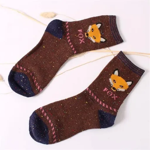 House Of Dasein Snowy Little Fox Socks - Brown Fox