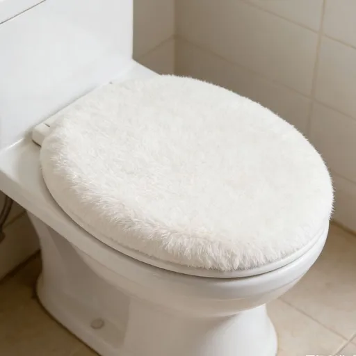 Toilet Seat Lid Cover, Washable, Dustproof, Comfortable, White, Plush