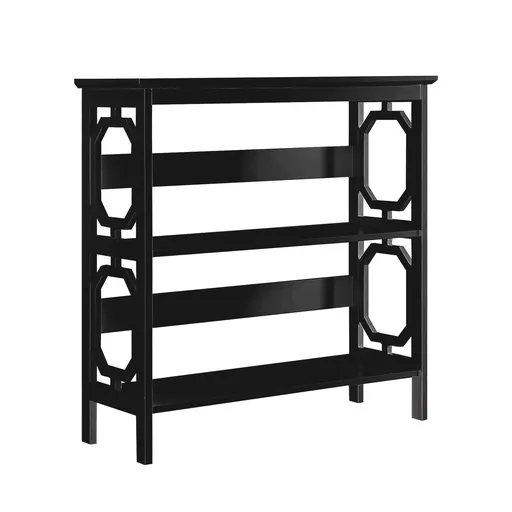 3-Tier Bookshelf Display Rack Stylish Side Panel Design Black