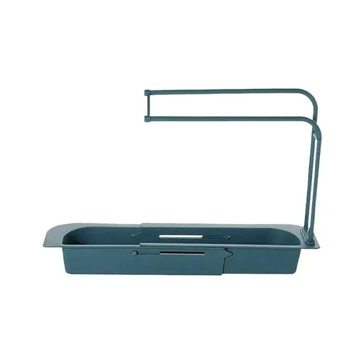 Telescopic Sink Rack Holder Expandable Storage Drain Basket Home Kitchen Kit - Blue