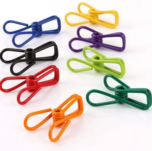 Chip Clips, 10 Pcs Colors Utility Metal Clips PVC-Coated High Elasticity Good Persistence(Mixed Colors 10pcs)