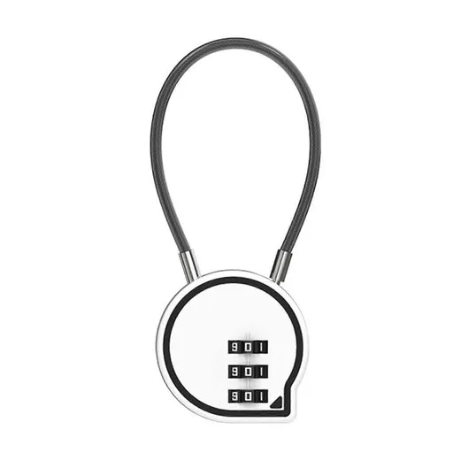 3-Digit Cable Lock - Anti-Theft Luggage Lock for Suitcase/Backpack (White)