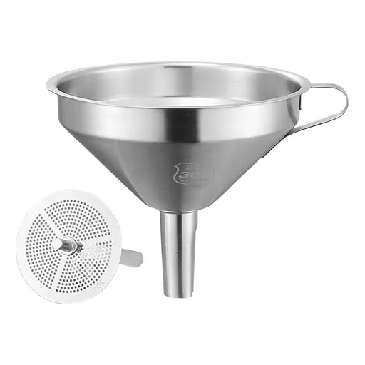 Stainless Steel Funnel Filter, Food Grade Kitchen Funnels with Removable Strainer Cleaning Brush, Perfect for Transferring