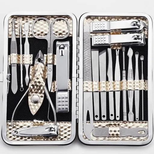 Manicure Set, Nail Kit, Pedicure Kit, Nail Clippers, Professional Grooming Kit, 19Pcs Stainless Steel Manicure Kit, Nail Tools with Black Luxurious Leather Travel Case