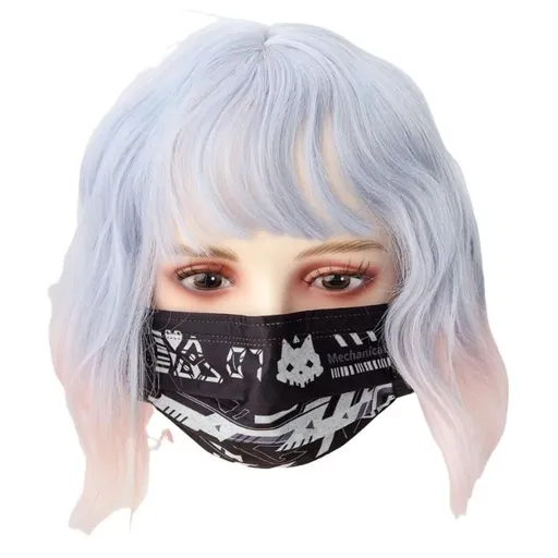 House Of Dasein Punk Anime Girls Dark Cyber Mechanical Cat Cosplay Bodysuit Swimwear Set - Swimsuit M - 5Pcs Mask A