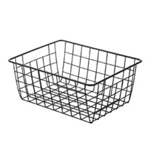 Wire Basket Hollow Breathable Large Multi Functional Iron Storage Basket for Underwear Snacks Fruits Toy Black
