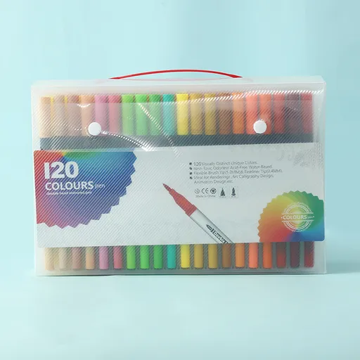 Black 120 COLOURS Dual-Tip Watercolor Marker Set - Colors Washable Art Pens with Brush & Fine Tips for Students & Artists