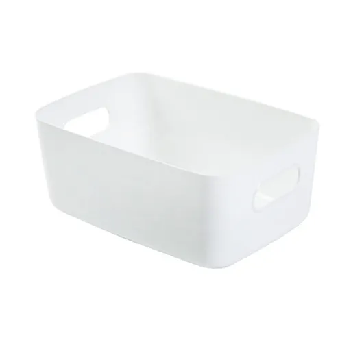 Desktop Storage Basket PP Cosmetic Storages Box Desktops Sundries Organizer with Handle for HouseholdLarge White