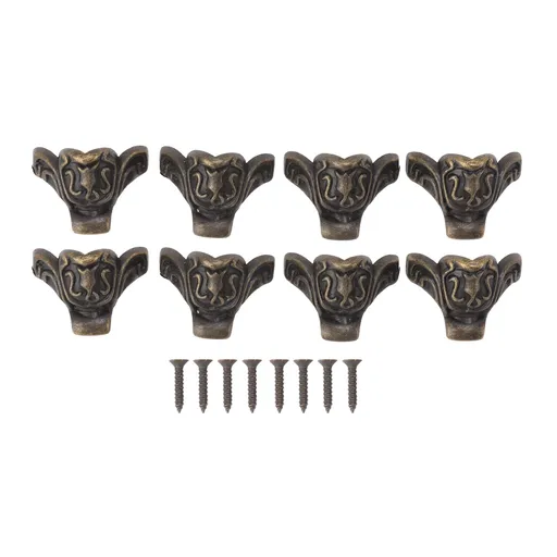 8pcs Jewelry Case Hardware Feet Bronze Zinc Alloy Decorative Legs Corner Protector Feet for Boxes Small Cabinets