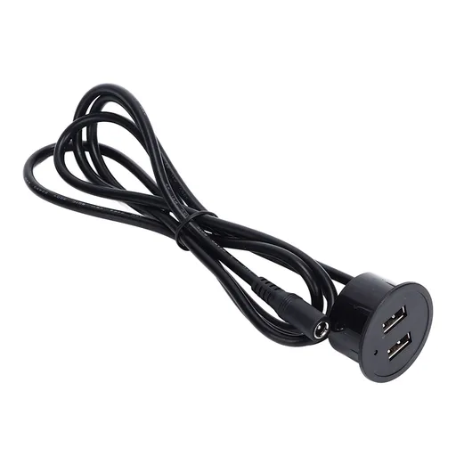 2 USB Charging Socket with 1.5m Cable Embedded Installation 5V 1A Multipurpose for Mobile Phone Cameras TabletDC5521 Output