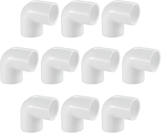 10 Pack 3/4" 90 Degree PVC Elbow Fittings, LESSO PVC Pipe Furniture Grade 2-Way Right Angle Connectors for DIY Shelves, Greenhouse, Sheds and Pipe Structures, SCH40 White