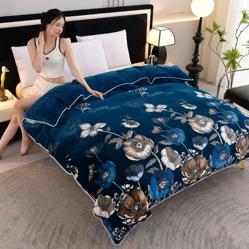 Milk Velvet Quilt Cover Double Sided Fleece Flower field dream 200X230cm