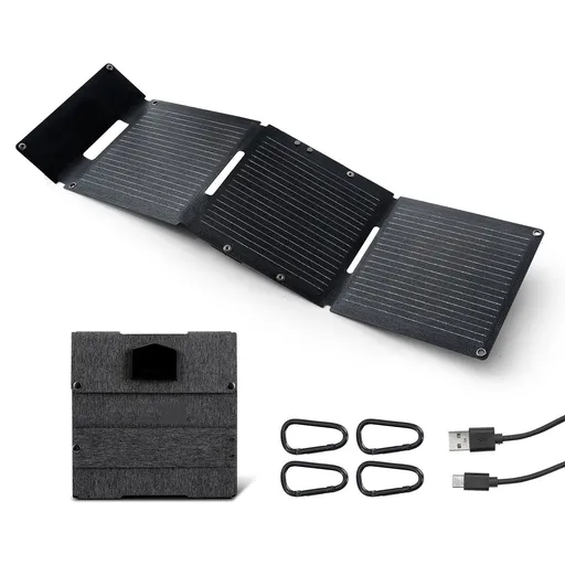 30W Foldable Solar Panel Charger, 16BB N-Type Monocrystalline Solar Panel 24% Efficiency, Ultra-Light Portable with USB-A, USB-A (QC3.0) & Type-C Ports for Camping, Backpacking, Phones, Tablets