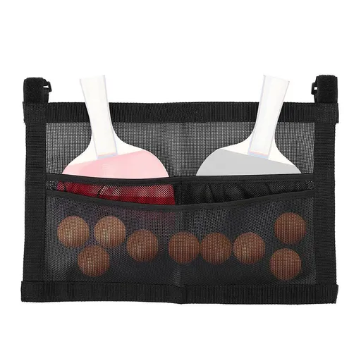 Ping Pong Paddle Case with Mesh Storage Bag, Under Table Tennis Racket Holder for Balls & Paddles, Hanging Paddle Rack Organizer, Easy Install Ping Pong Ball Holder with Straps