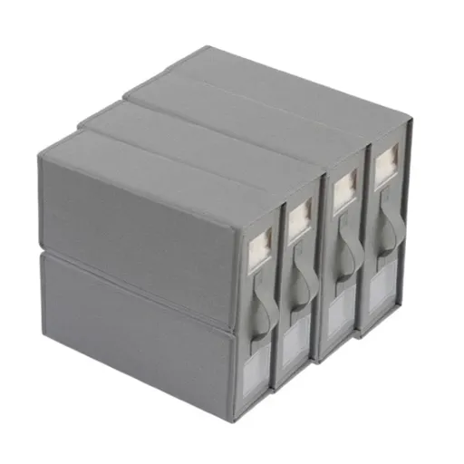 4pcs Simple Pure Colour Storage Boxes Organizer Home Office Storage Solution - Grey