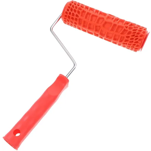 7.5 Inch Red Rubber Drywall Texture Roller - , Wear-Resistant Painting Tool for Home Wall Decoration