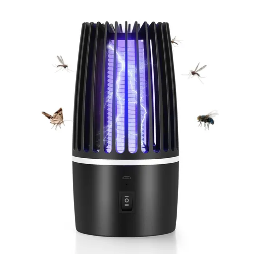 2 in 1 USB Rechargeable Portable Fly Killer with UV Lamp, 360° Attract Zaps Flying Insect Bug Zapper for Indoor Outdoor Camping