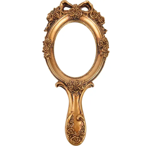 Vintage Handheld Mirror Embossed Flower Hand Held Mirror Makeup Mirror Vanity Mirror Decorative Cute Hand Mirror (Bronze)