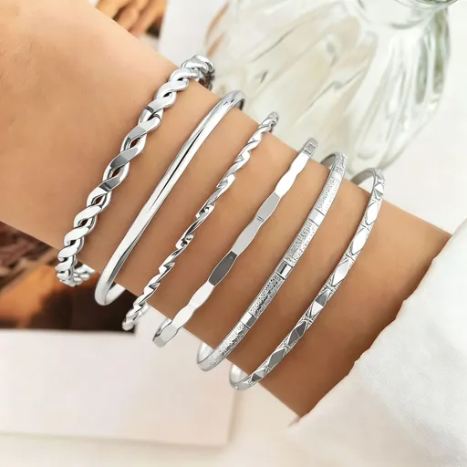 Vintage Irregular Bracelet Set Women Stackable Bangle Set Fashion Hand Jewelry H-51128 Ideal Christmas Gift