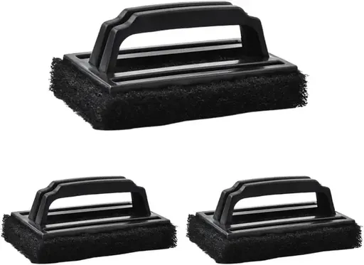 3 Pack Grill Cleaning Brush Set, Deep Cleaning PP Bristle Scrubber With Handle for Gas, Charcoal and Electric Grills, Black