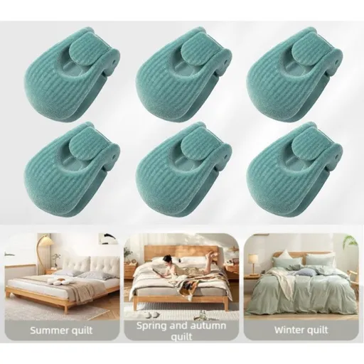 Flocked Needle-Free Quilt Fasteners, Shell Anti-Slip Clips, Duvet Sheet Holder Clips (6-Piece Pack) - Light Green