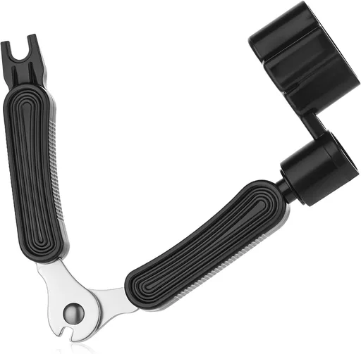 Guitar String Winder, Professional Guitar Tools Bridge Pin Puller and Cutter Musical Instrument String Winder 3 In 1 Tool for Repairing Restringing of Acoustic Electric Guitars (Black)