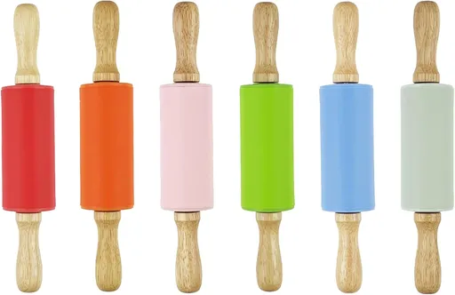 6 Pack Mini Small Rolling Pin for Kids, Kids Wooden Handle (9 Inch) 9 Inch