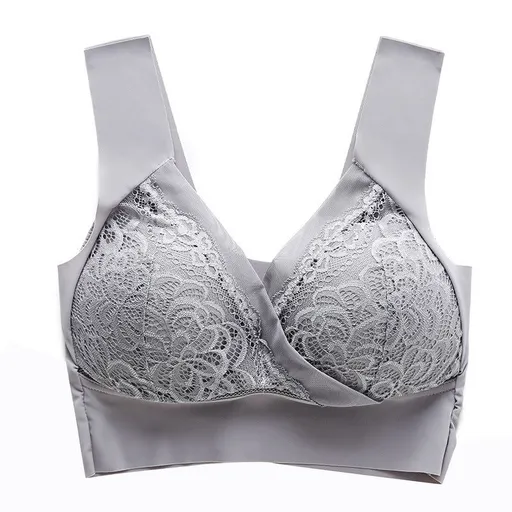 House Of Dasein High End Seamless Large Size Bra For Women Lace Backless Cupless Thin Style - Gray - 4L
