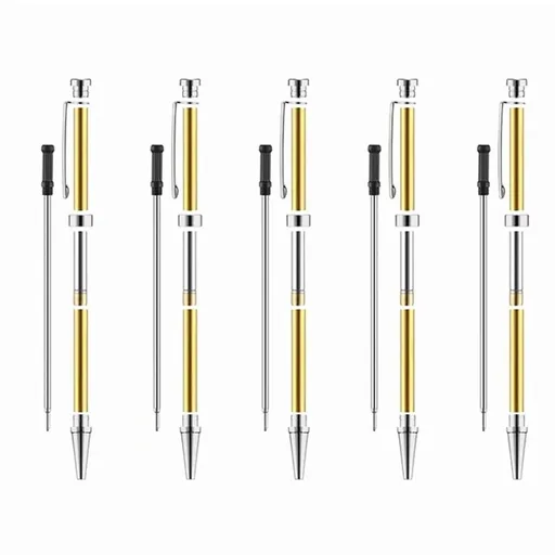 5 Pcs Slimline Pen Kits for Wood Turning, 7mm Twist Pen Kit with Refill, Ideal for DIY Gifts Silver