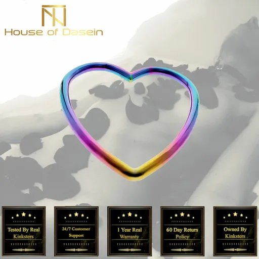 House Of Dasein Rainbow Heart Shibari Stainless Steel Bondage Suspension Ring Bdsm - Rainbow