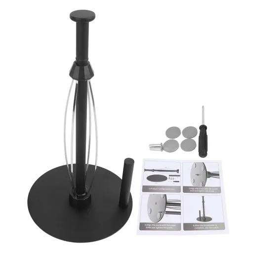 Paper Towel Holder Countertop Stainless Steel Black Perfect Tear Paper Towel Roll Holders for Bathroom Kitchen