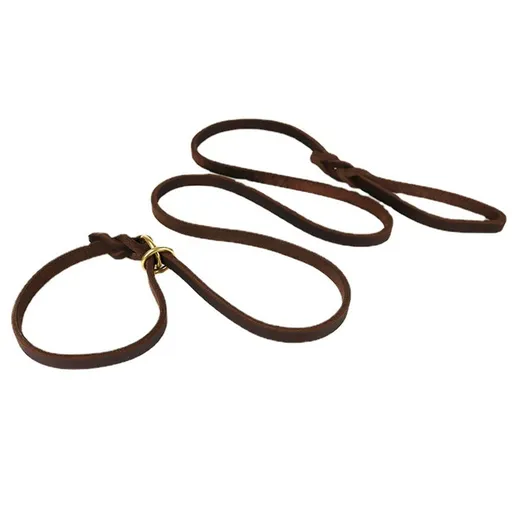 Leather Dog Leash, Heavy Duty Braided Dog Leashes with Rotating Clasp, Genuine Handmade Leather Dog Training Leash for Small Medium Dogs Brown（140*1.2*0.4cm）