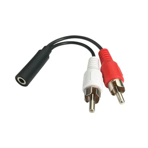 Single Pack 3.5mm Stereo Female Mini Jack to 2 Male Plug Adapter Y-Cable Gold Plated Connector to Dual Cable
