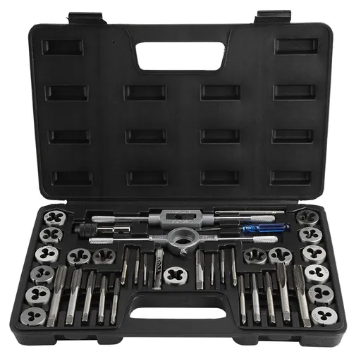 40Pcs M3-M12 Screw Nut Tap and Die Set with Wrenches and Thread Gauge Heavy Duty Hand Tools