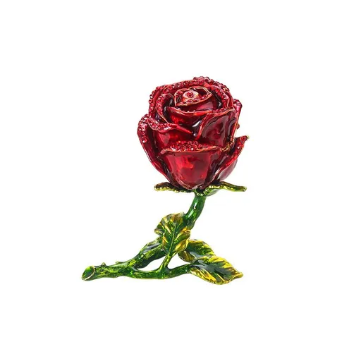 Large size red rose jewelry box, necklace enamel red rose jewelry box, hinged gift box, ring display stand