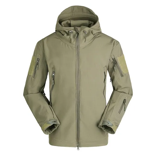 ESDY Men Softshell Jacket Outdoor Fleece Training Coat Green