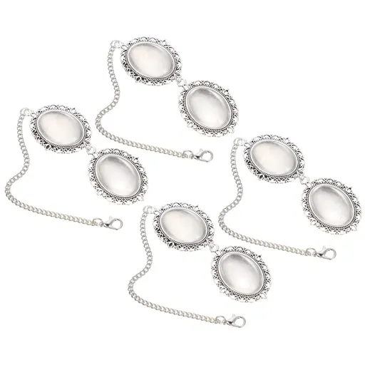 4 Sets Gem Photo Pendant Oval Tray Vintage Picture Frame Round Decorative Tray Graduate Crystal Picture Frame Round