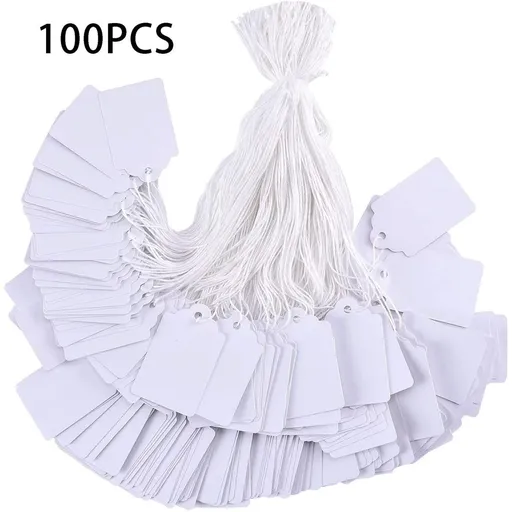 1 Bundle of Label Paper Clearance! Tags with String Attached 100Pcs White Smooth Marking Merchandise Strung Tags Writable Label Tags for Pricing Gift Jewelry Clothing Yard Garage 1., Home Decor