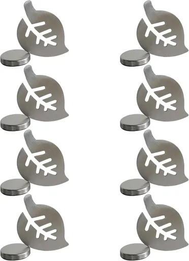 8 Pieces Magnetic Tablecloth Weights with Leaf Design for Outdoor Dining, Windproof Stainless Steel Clips for Picnic Table Covers, Silver